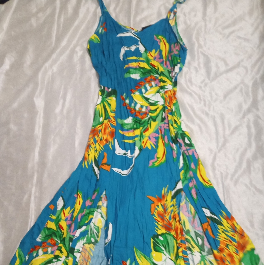 New Ashley Stewart Floral Spaghetti Women's Dress Size14/16 Rayon